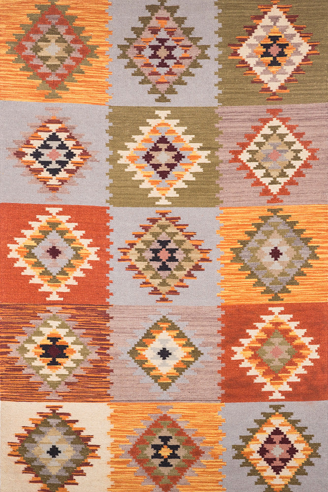 MULTICOLOR AZTEC HAND WOVEN KILIM DHURRIE