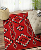 RED BLACK AZTEC HAND WOVEN KILIM DHURRIE