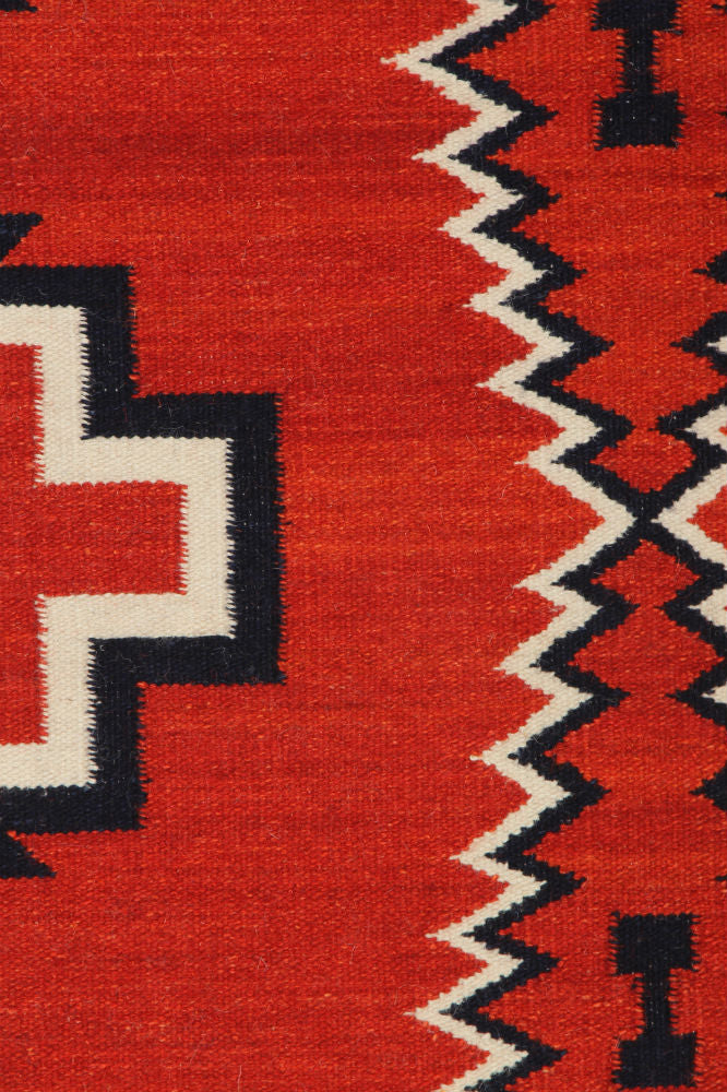 RED BLACK AZTEC HAND WOVEN KILIM DHURRIE