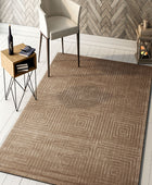 BEIGE GEOMETRIC HAND KNOTTED CARPET