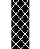 BLACK AND WHITE TRELLIS HAND WOVEN DHURRIE