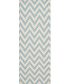 BLUE AND IVORY CHEVRON HAND WOVEN DHURRIE