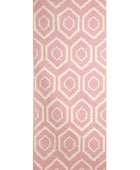 PINK AND IVORY DIAMOND HAND WOVEN DHURRIE