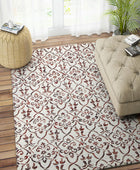 RED MULTICOLOR FLORAL HAND TUFTED CARPET