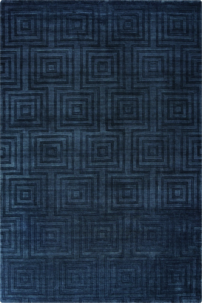 BLUE GEOMETRIC HAND KNOTTED CARPET