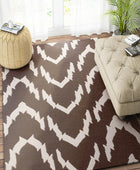 BROWN ZIG ZAG HAND WOVEN DHURRIE