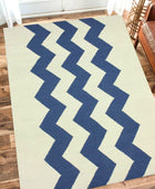 IVORY ZIG ZAG HAND WOVEN DHURRIE