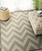 GREY CHEVRON HAND WOVEN DHURRIE