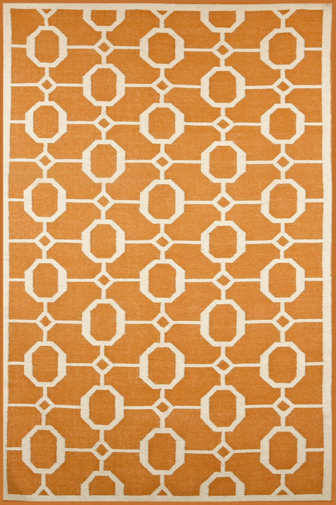 ORANGE LINKS HAND WOVEN DHURRIE