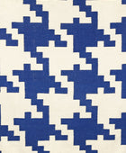 BLUE HOUNDSTOOTH HAND WOVEN DHURRIE