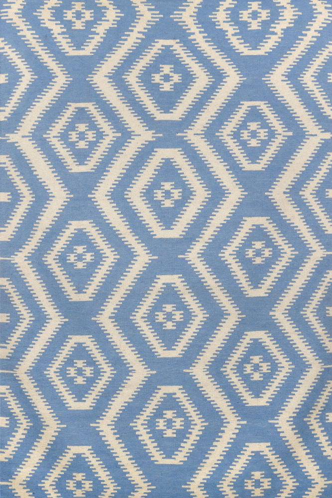 BLUE AZTEC HAND WOVEN KILIM DHURRIE