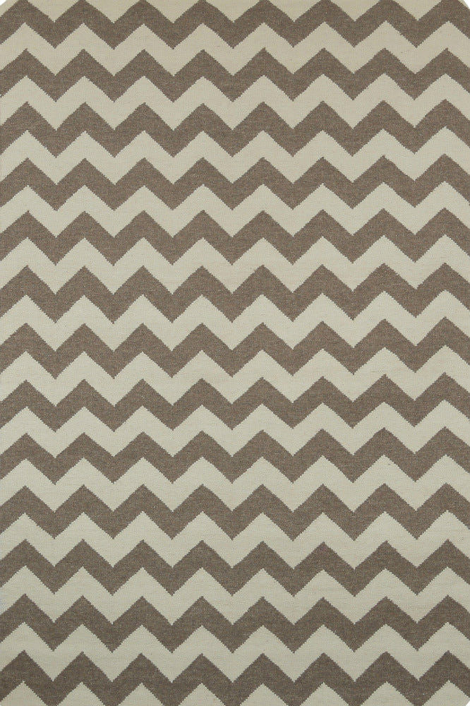 BROWN CHEVRON HAND WOVEN DHURRIE