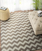 BROWN CHEVRON HAND WOVEN DHURRIE