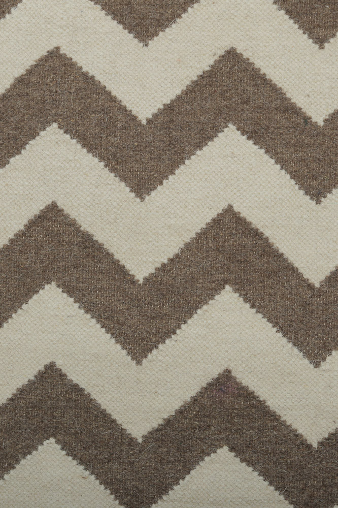 BROWN CHEVRON HAND WOVEN DHURRIE