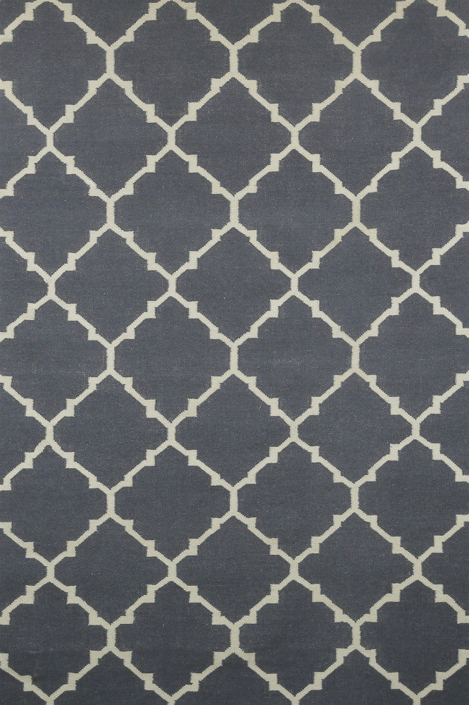 GREY CHARCOAL MOROCCAN HAND WOVEN DHURRIE