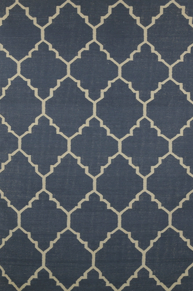 BLUE MOROCCAN HAND WOVEN DHURRIE