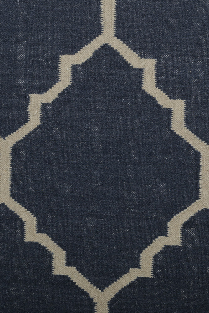 BLUE MOROCCAN HAND WOVEN DHURRIE