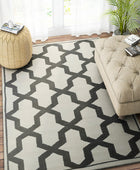 BLACK AND WHITE TRELLIS HAND WOVEN DHURRIE