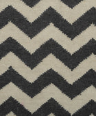 BLACK AND WHITE CHEVRON HAND WOVEN DHURRIE