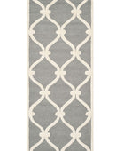 GREY AND IVORY GEOMETRIC HAND TUFTED RUNNER CARPET