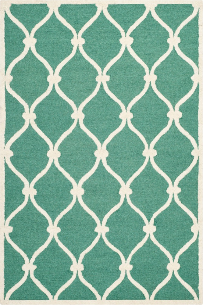 BLUE AND WHITE GEOMETRIC HAND TUFTED CARPET