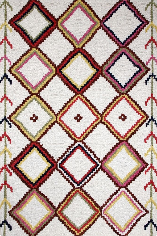 IVORY MULTICOLOR GEOMETRIC HAND TUFTED CARPET