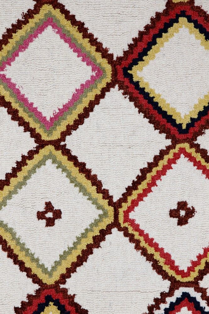 IVORY MULTICOLOR GEOMETRIC HAND TUFTED CARPET