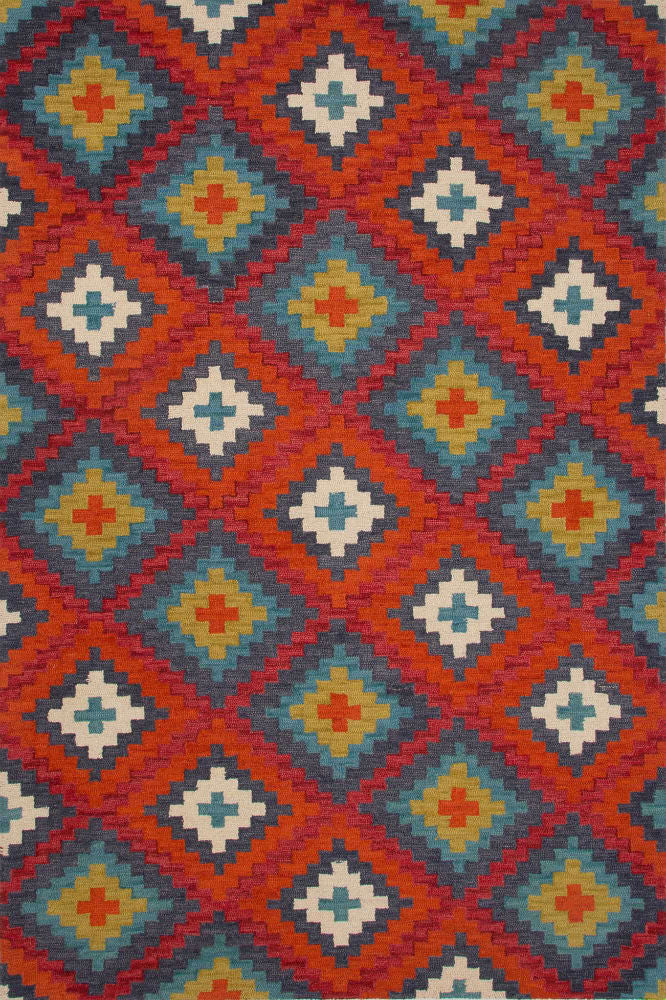 MULTICOLOR RED AZTEC  HAND TUFTED CARPET