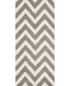 GREY AND IVORY CHEVRON HAND TUFTED RUNNER CARPET