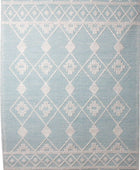 IVORY AND BLUE KILIM HAND WOVEN DHURRIE