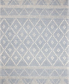 IVORY AND BLUE KILIM HAND WOVEN DHURRIE