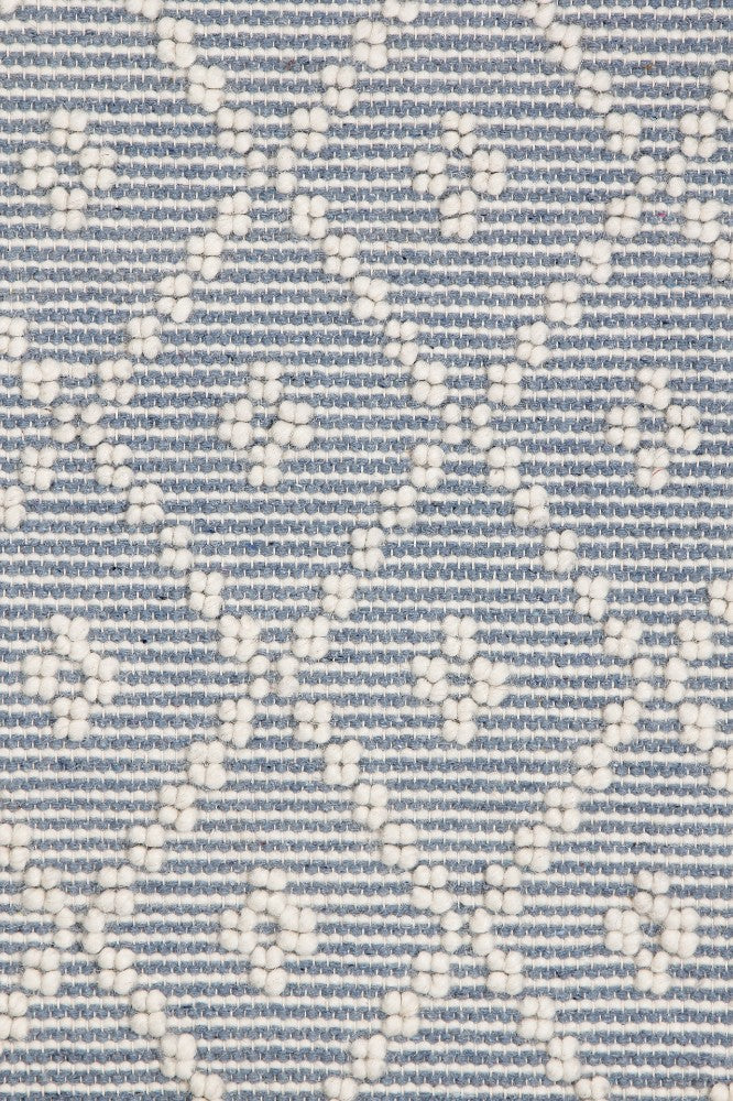 IVORY AND BLUE KILIM HAND WOVEN DHURRIE