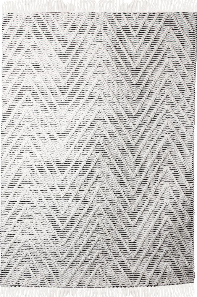 IVORY AND BLACK CHEVRON KILIM HAND WOVEN DHURRIE