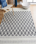 IVORY AND BLACK KILIM HAND WOVEN DHURRIE