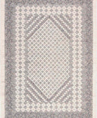 IVORY AND CHARCOAL KILIM HAND WOVEN DHURRIE