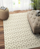 IVORY AND GREY KILIM HAND WOVEN DHURRIE