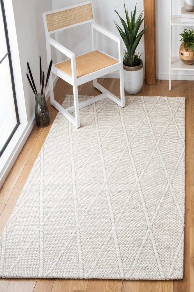 GREY AND IVORY KILIM HAND WOVEN DHURRIE