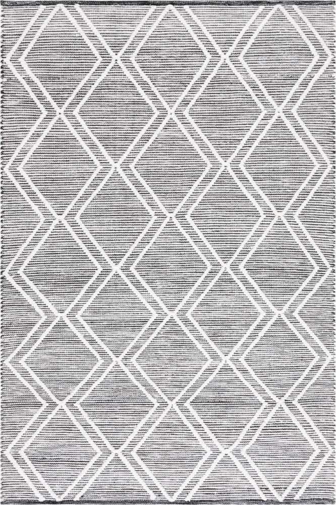 IVORY AND BLACK KILIM HAND WOVEN DHURRIE