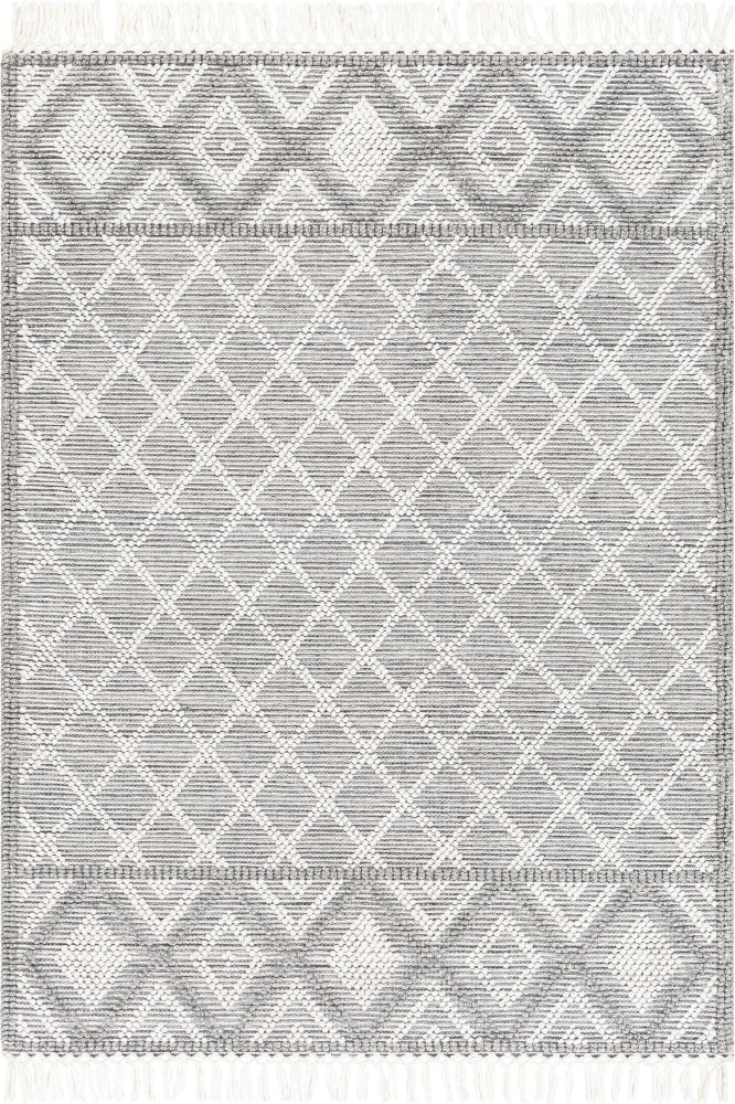 GREY AND IVORY KILIM HAND WOVEN DHURRIE