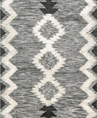 IVORY AND BLACK KILIM HAND WOVEN DHURRIE