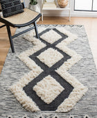 IVORY AND BLACK KILIM HAND WOVEN DHURRIE