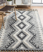 IVORY AND BLACK KILIM HAND WOVEN DHURRIE