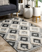 IVORY AND BLACK KILIM HAND WOVEN DHURRIE