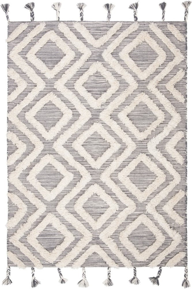 IVORY AND GREY KILIM HAND WOVEN DHURRIE