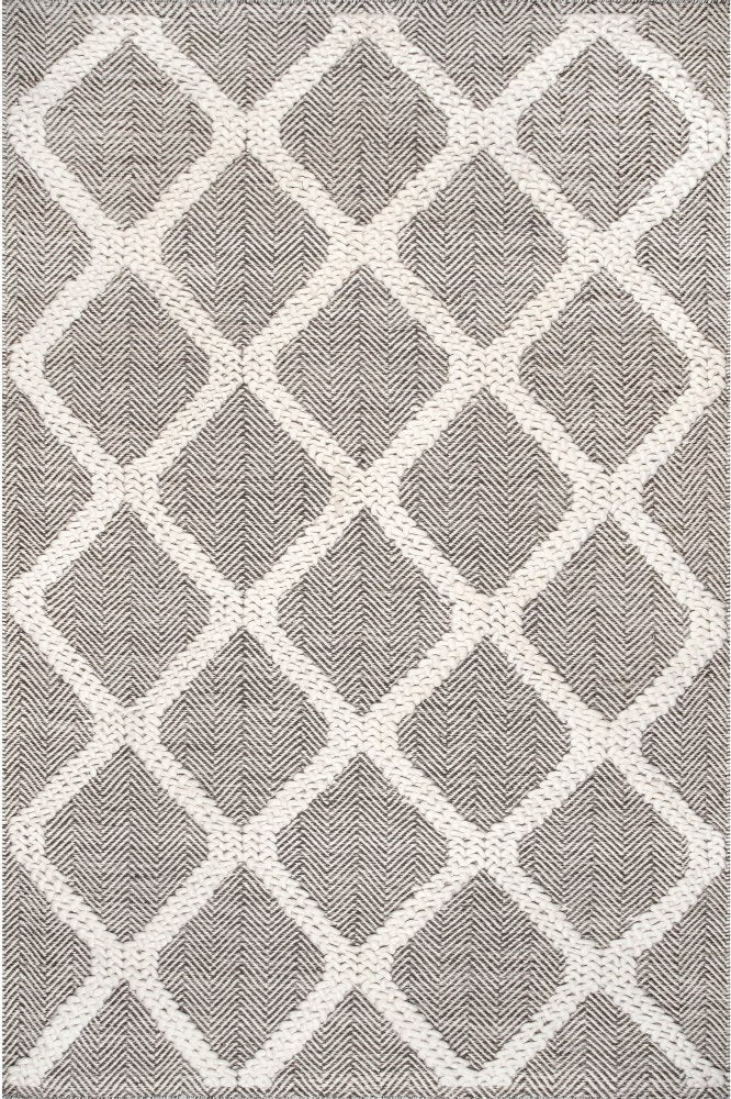 IVORY AND BLACK GEOMETRIC KILIM HAND WOVEN DHURRIE