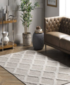 IVORY AND BLACK GEOMETRIC KILIM HAND WOVEN DHURRIE