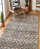 BLACK MULTICOLOR GEOMETRIC KILIM HAND WOVEN DHURRIE