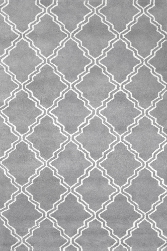 GREY TRELLIS HAND TUFTED CARPET