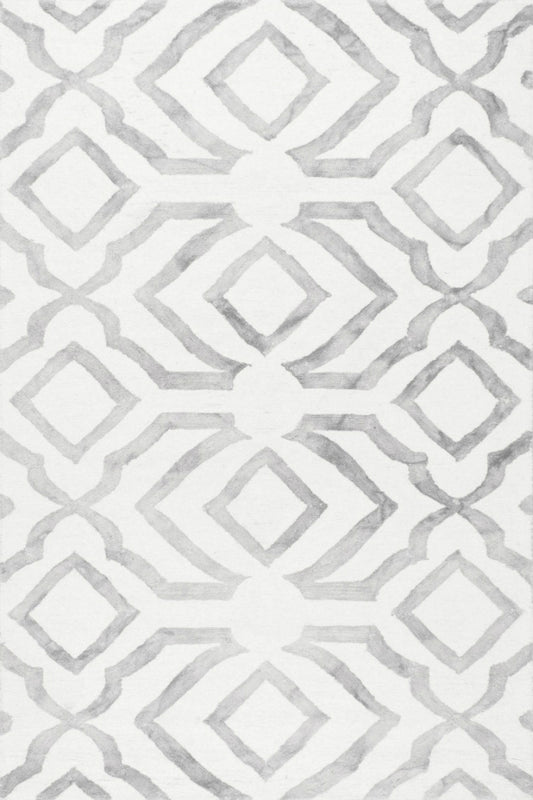 IVORY GREY DIP DYED TRELLIS HAND TUFTED CARPET