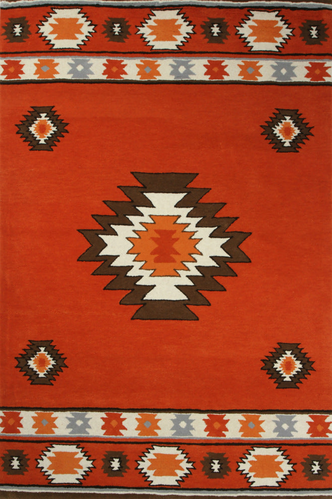 RUST AZTEC HAND TUFTED CARPET